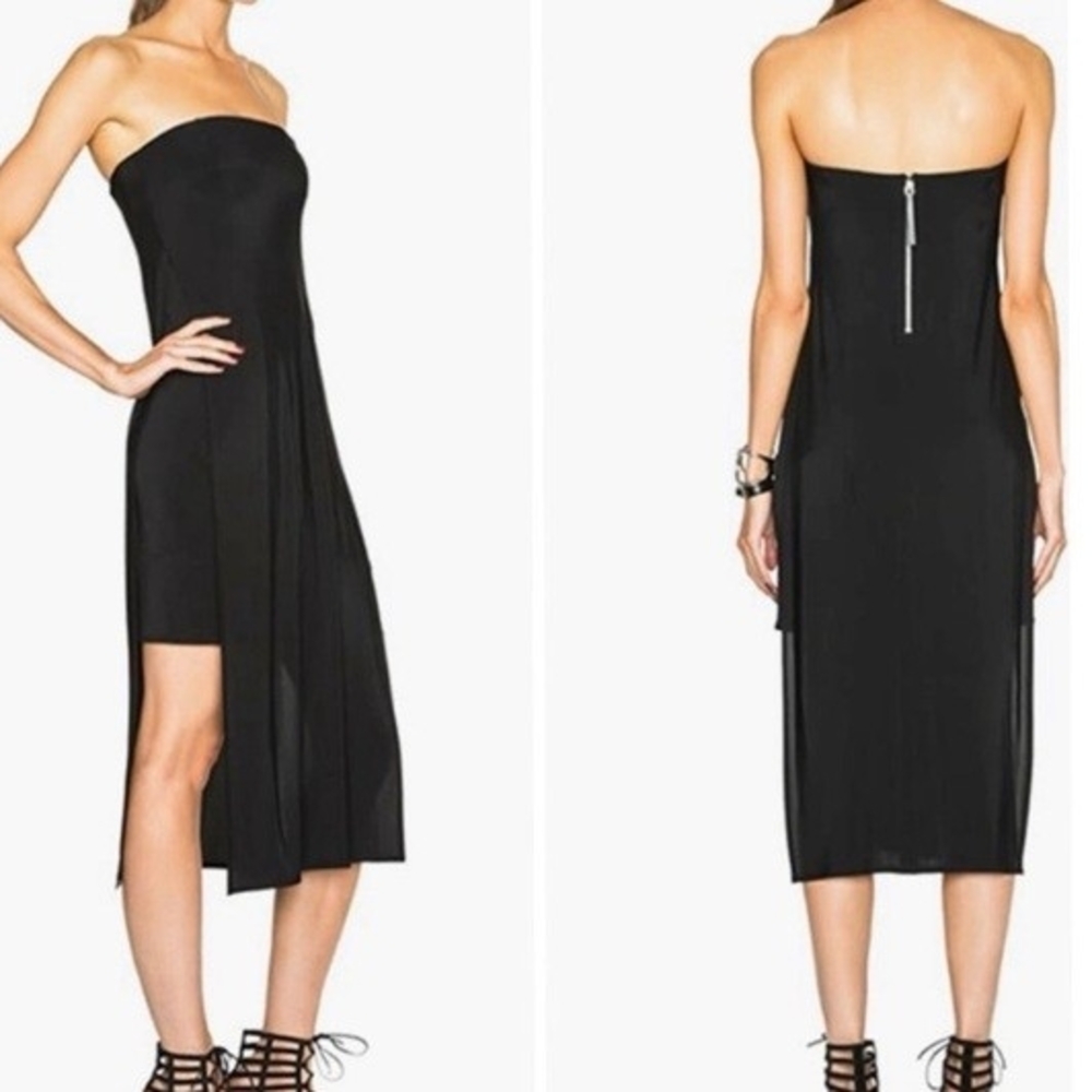Helmut Lang Fluid Faint Strapless Black Dress XS